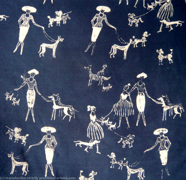 grey and white ladies with dogs