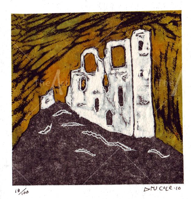 Clun castle grey and yellow