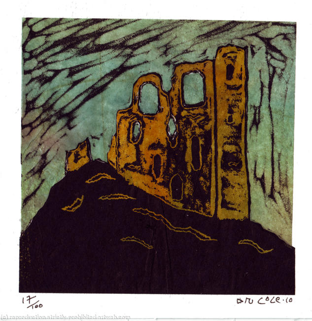 Clun Castle yellow and green
