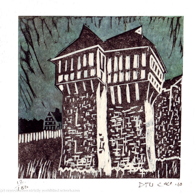 Stokesay castle north tower white and grey-green