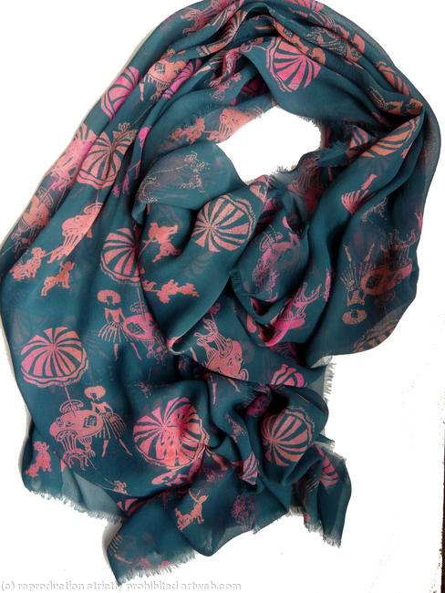 large turquoise and red Paris Ladies print