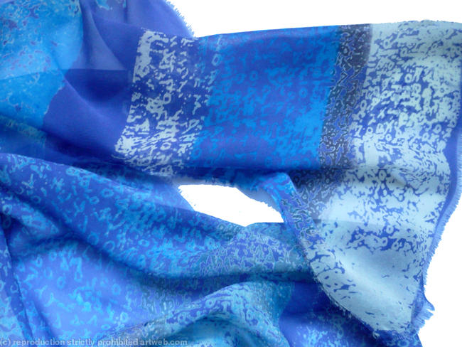 Hand dyed and printed silk scarf Rabatak