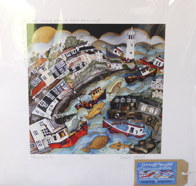 giclee print in cellophane wrapper with decorative label