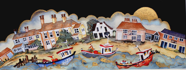 in the dark of the night the chase began old inn standing silent under a golden moon, Southwold