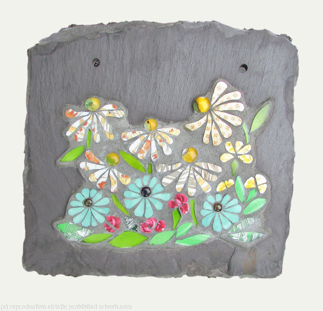 Garden Mosaic Panel on Slate