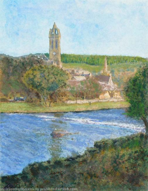 Old Parish Church seen from The Cauld, Peebles
