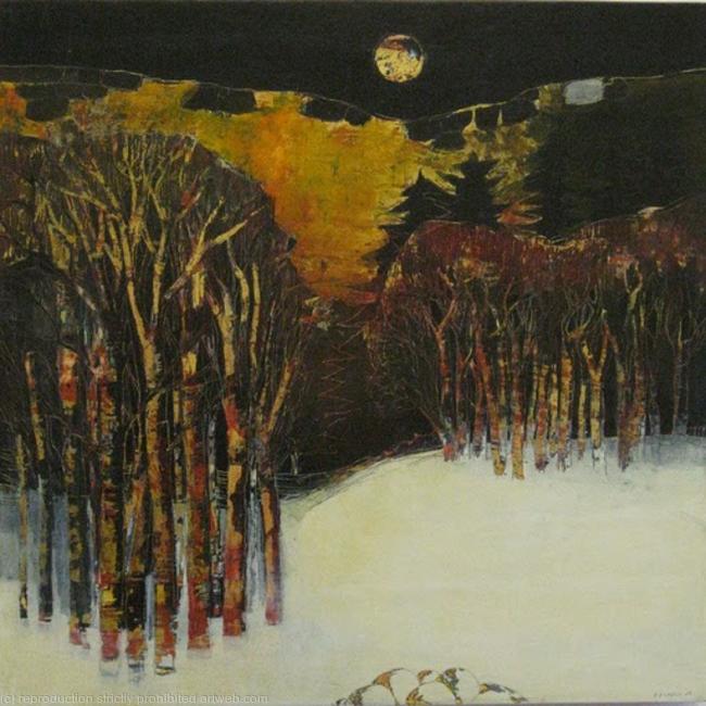 Patricia Lynch - Moonlight Over Winter Landscape