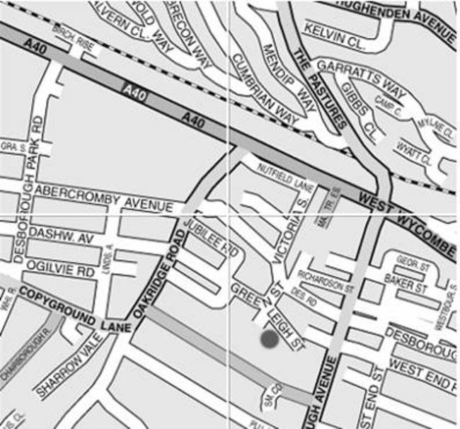 Commercial Square Studios is shown by black dot