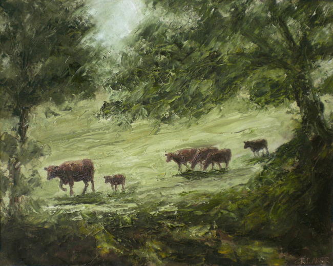 Farmer calls to cows