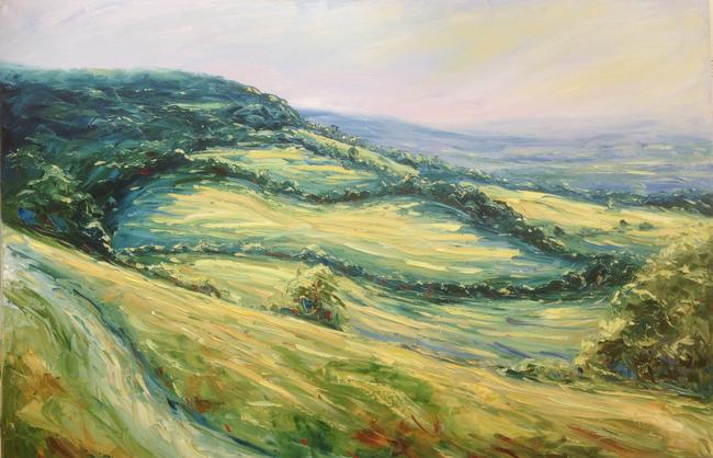 Cotswold escarpment, sunset