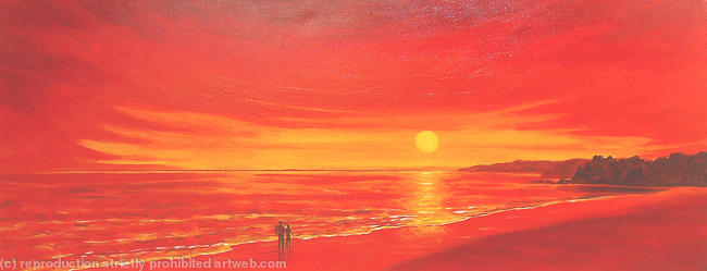 Romantic Couple at Red Sunset
