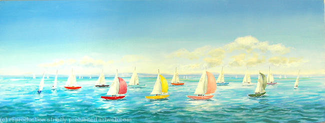 Mermaid Yachts with the Spinnakers Up.
