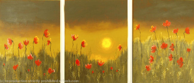 Chocolate Sunset Poppy Field Triptych