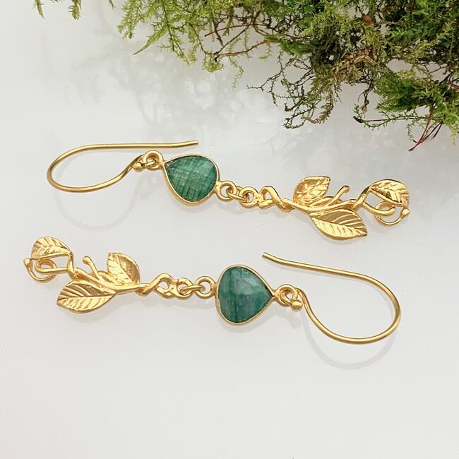 Emerald Gold Vermeil Earrings