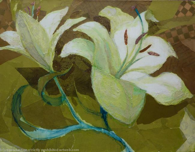 Lilies, gold and green.