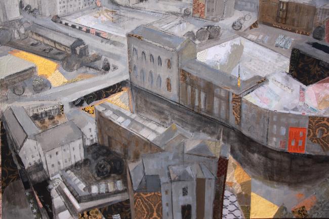 From the balloon, grey.