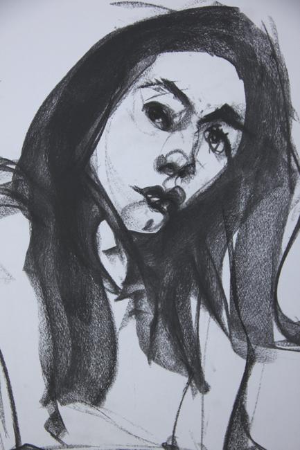 Black-haired girl, detail