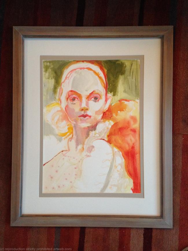 Girl with head scarf. Frame detail.