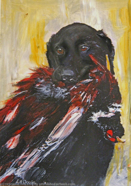 Black lab and pheasant