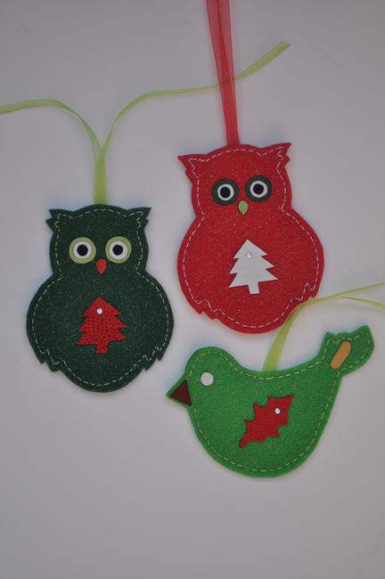 Christmas Decorations - pack of 3, owls, chirp