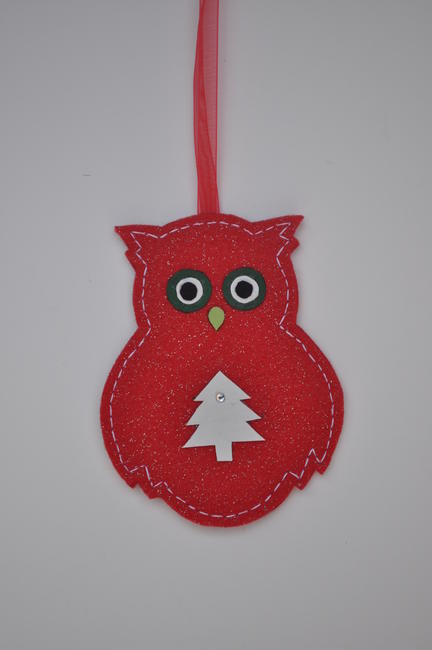 Owlet - red glitter felt