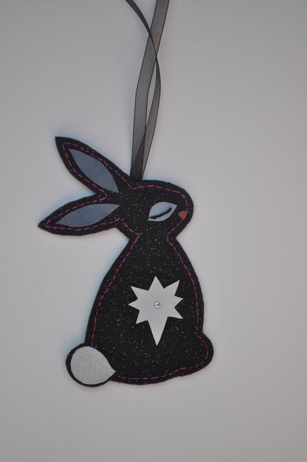 Bunny - black glitter felt