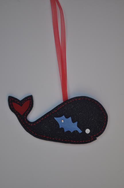 Whale - dark blue glitter felt