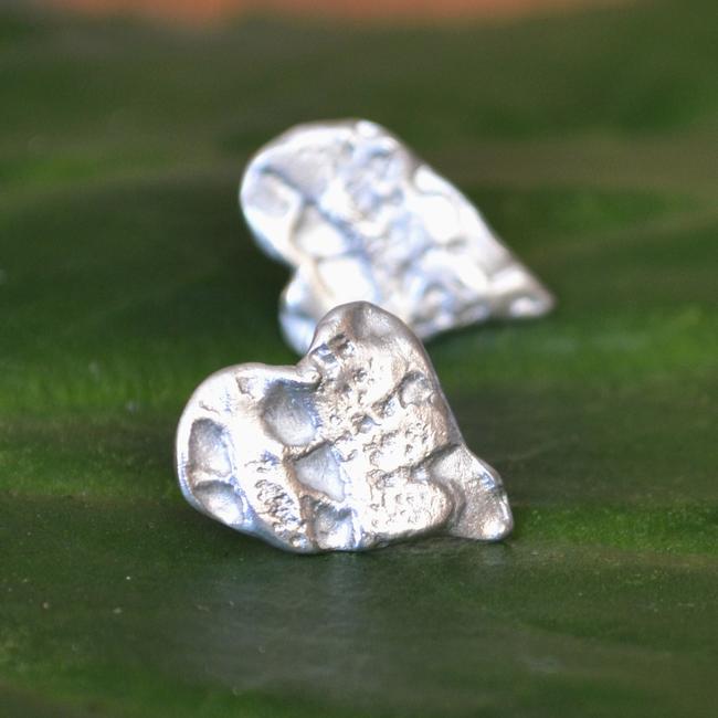 Handmade silver heart earrings