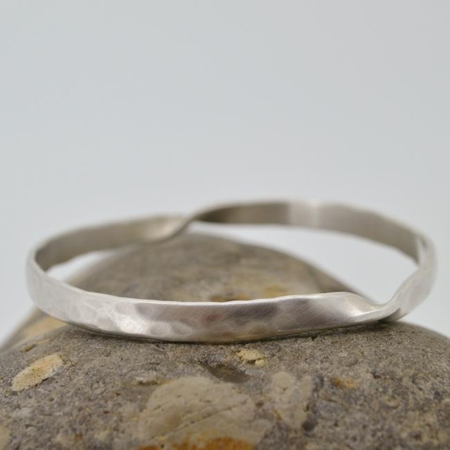 Handmade silver double twisted bangle