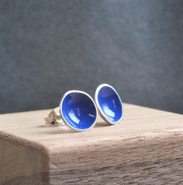 Handmade silver enamelled pod earrings