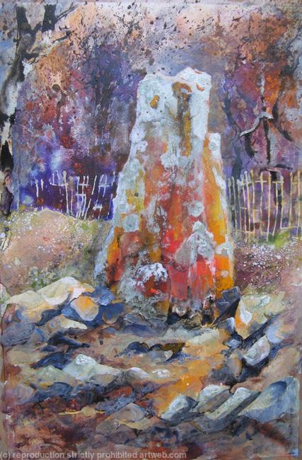 Standing Stone with lichen