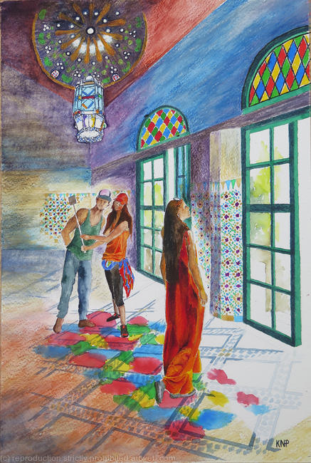 Stained glass reflections, Bahia Palace