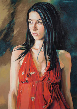 Girl In A Red Chemise