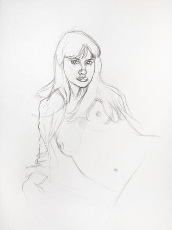 Girl Reclining pencil sketch
