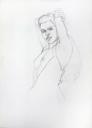 Stretching Figure watercolour pencil study