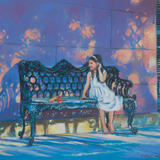 Young Girl On Bench With Red Shoes