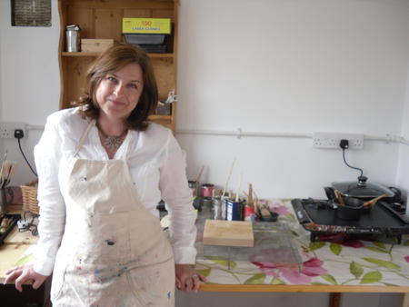 Me in my studio at the end of our garden