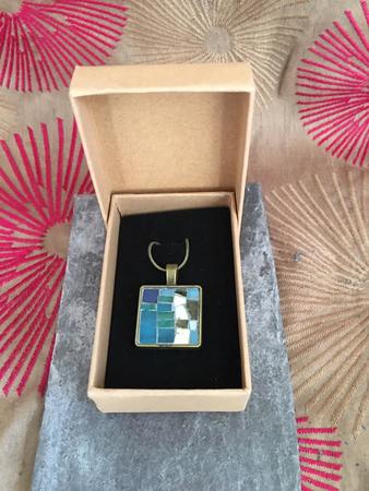Medium sized pendant - blueish stained glass
