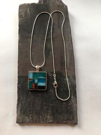 rectangle pendant with stained glass