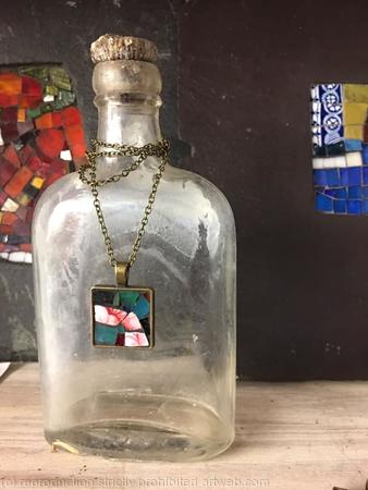 mosaic pendant with re-claimed china