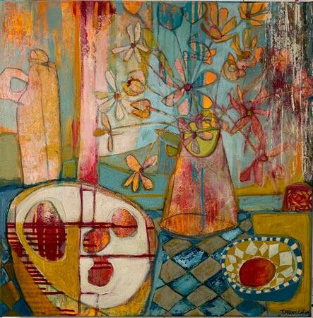 Still Life with Hand painted bowl