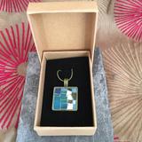 Medium sized pendant - blueish stained glass