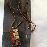 rectangle pendant with stone and smalti