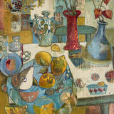 Still Life with Green chair and Falling Fruit