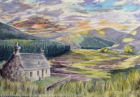 Crofter's Cottage at sunset