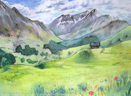 Alpine Refuge Hut with Col De Galibier in background