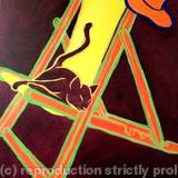 Cat on deckchair with hat