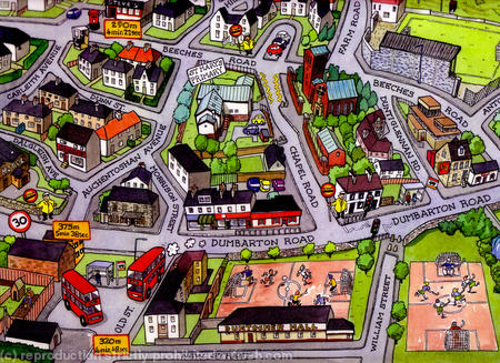 cartoon map - Duntocher (detail)