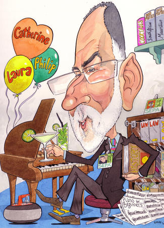 Caricature leaving gift