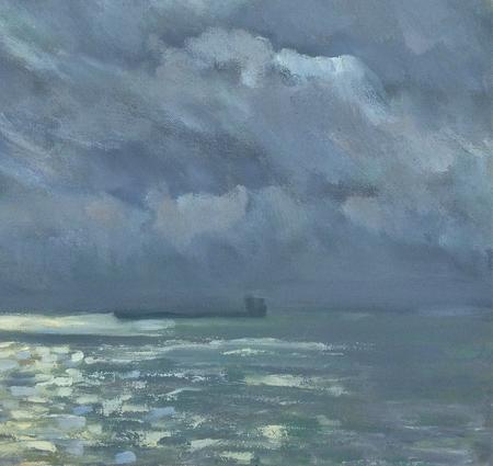 Clouds, Lights and a Cargo ship